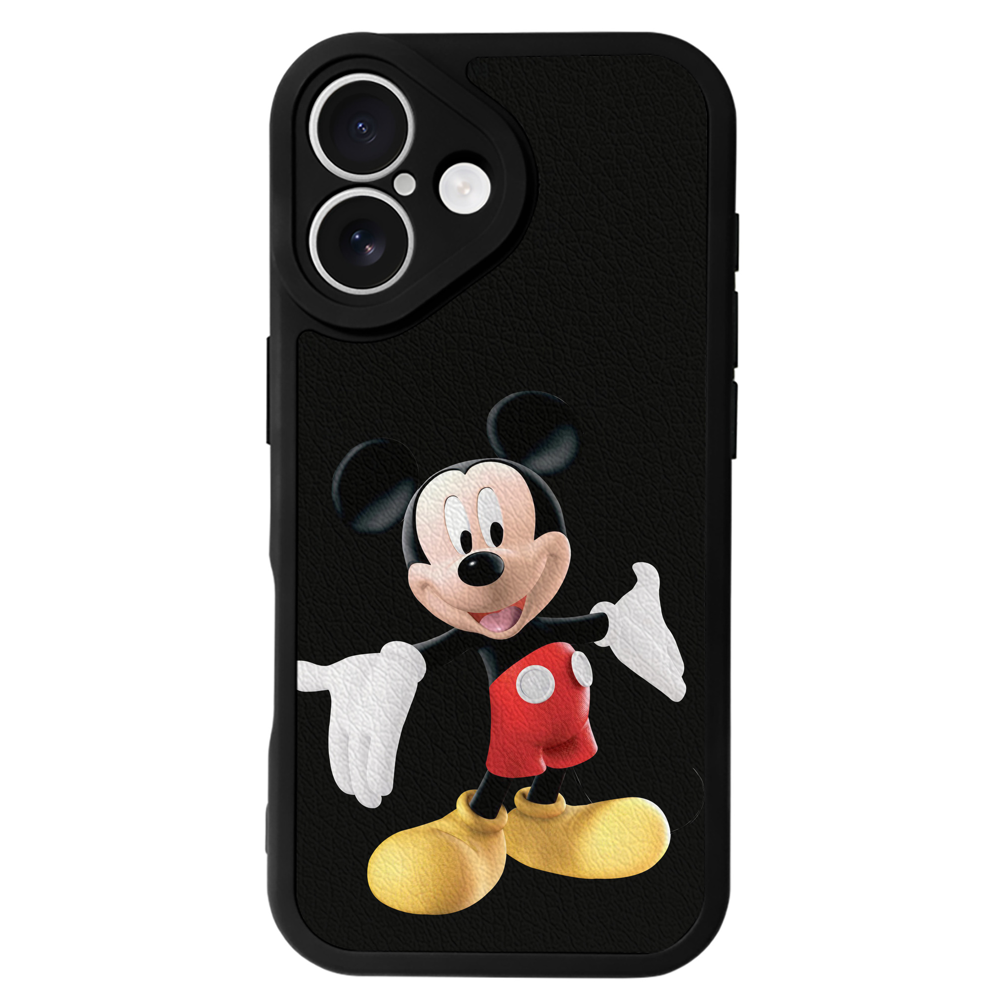（画像用） ミッキーマウス Mickey Mouse 【iPhone 16シリーズ対応】シリコンスマホケース（レザー調） 材質：シリコン